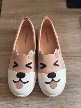 Hush Puppies Pink & White Dog Face Slip-On Shoe